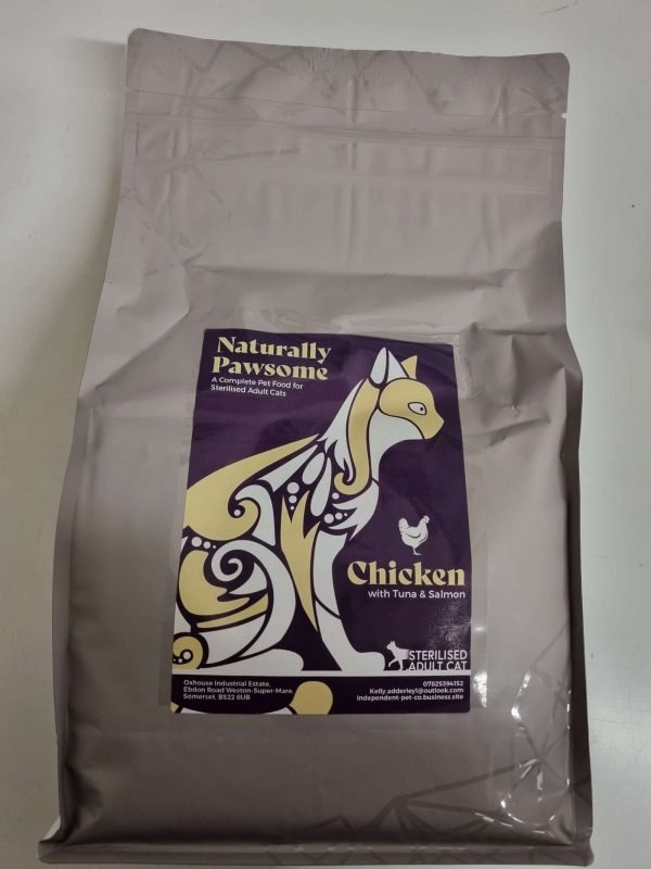 Naturally Pawsome Cat Grain Free Chicken with Salmon Dry Sterilised Adult Cat Food